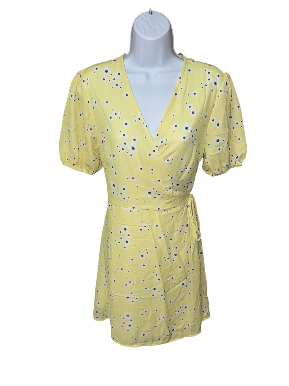 Women’s Peach Love Yellow Floral Wrap Dress - L